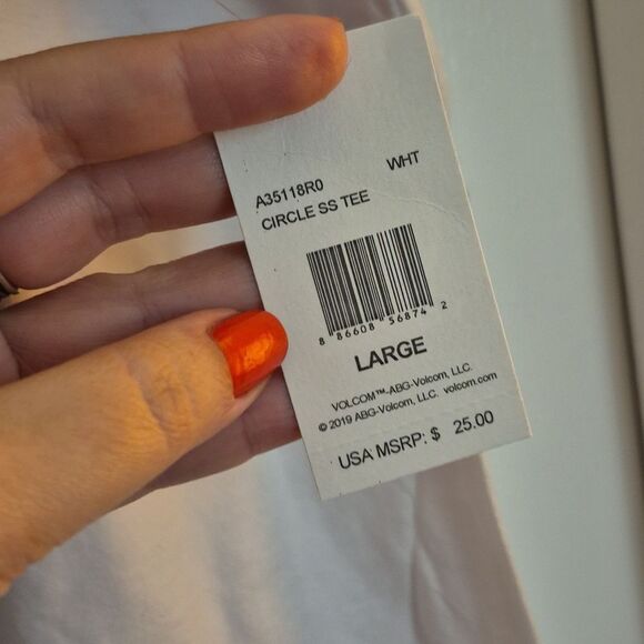 💲2️⃣0️⃣ Bundled ✔️Volcom Logo White SS Circle Tee SZ Large - Picture 10 of 10